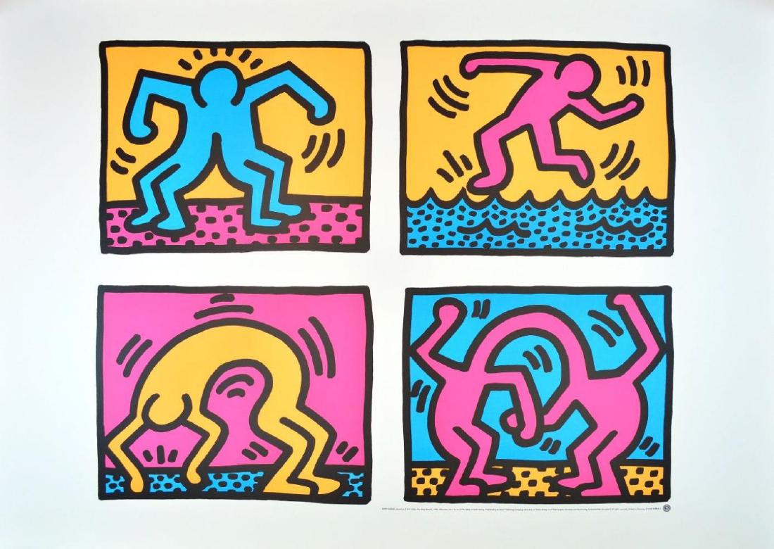 Keith Haring (after) - Pop shop quad II screen print: Screen print - authorised Artist: Keith Haring Title of artwork: Pop shop quad II Technique: Silkscreen/Serigraph Signature: Not signed Period: 1980's Condition: As new - screen print on sturdy paper