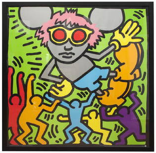 Keith Haring - Andy Mouse original Screen print: Artist Name: Haring, Keith Title: Andy Mouse Medium: Serigraph Edition Size: Unknown Year: Unknown Paper Size: 38.25 x 38.25 inches Image Size: 37 x 37 inches