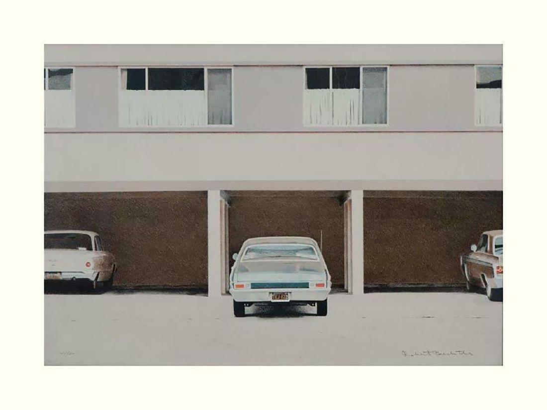 Robert Bechtle (American, b. 1932), Three Cars, 1972,: Master Artist: Robert Bechtle Three Cars 68 Nova, 1972 lithograph, signed,dated and numbered, Edition XX/300 Image Size: 24 x 33.3/4 inches (61x86 cm) Paper Size: 24 x 33.3/4 inches (61x86 cm)