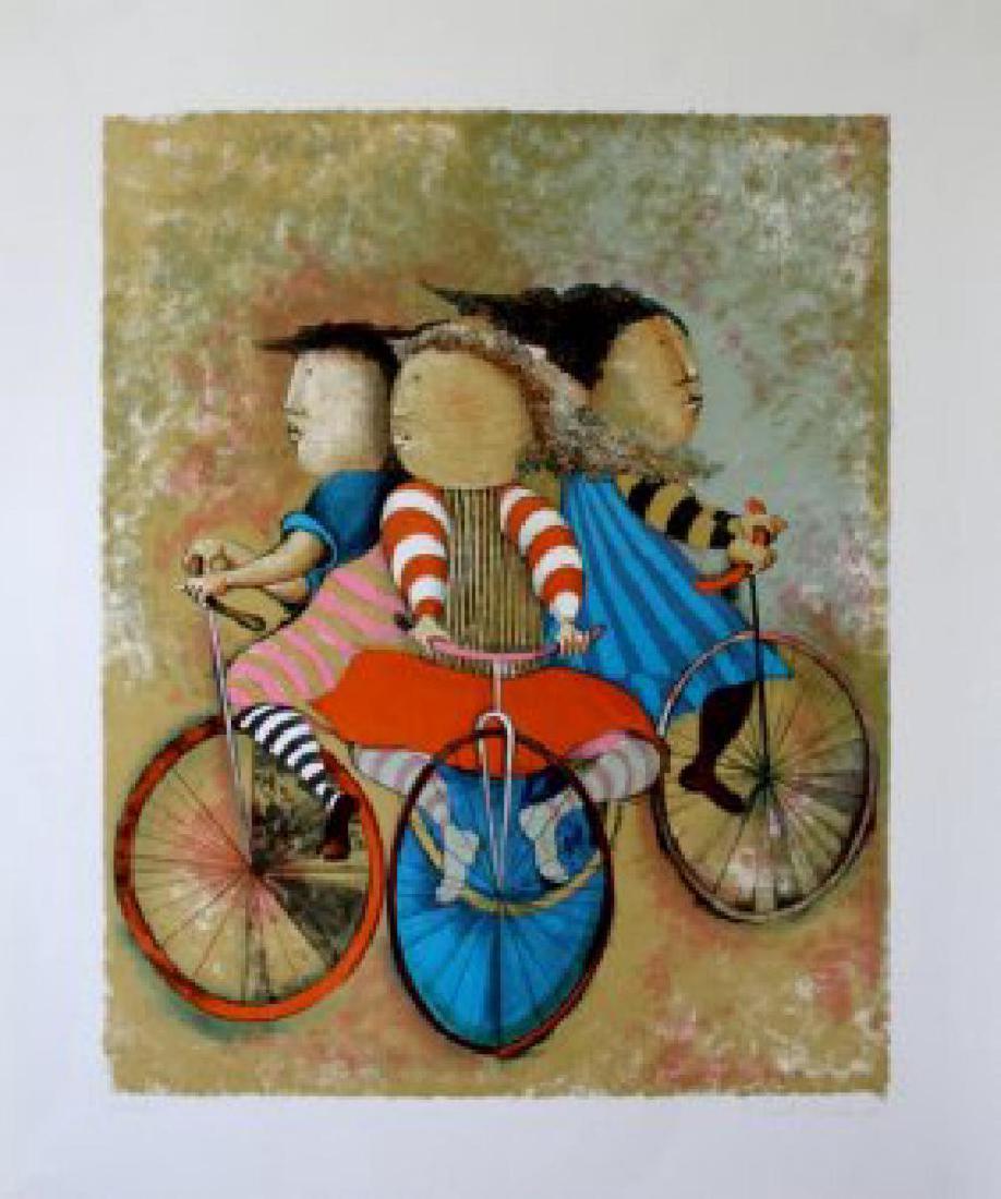 Boulanger HS/N Lithograph Three Bicycle: Master Artist: GRACILA RODO BOULANGER Up for auction is this Limited Edition Hand Signed (bottom right) and Numbered (bottom left) Lithograph entitled "Three Bicycles" by GRACILA RODO BOULANGER. This