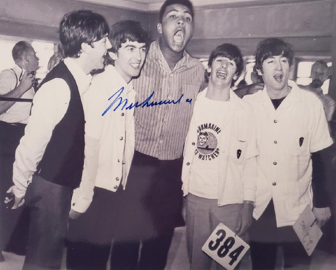 MUHAMMAD ALI 8" x 10" Autographed Photo w/The Beatles: MUHAMMAD ALI 8" x 10" Autographed Photo w/The Beatles