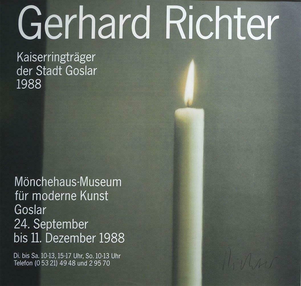 Gerhard Richter, Kerze/The Candle, 1988 hand signed lit: Gerhard Richter Kerze/The Candle, 1988 offset lithograph hand signed by Richter in black ink, lower right corner Paper Size: 36.1/2 x 35 inches (92.5 x 89 cm)Images Size: 36.1/2 x 35 inches (92.5 x 89