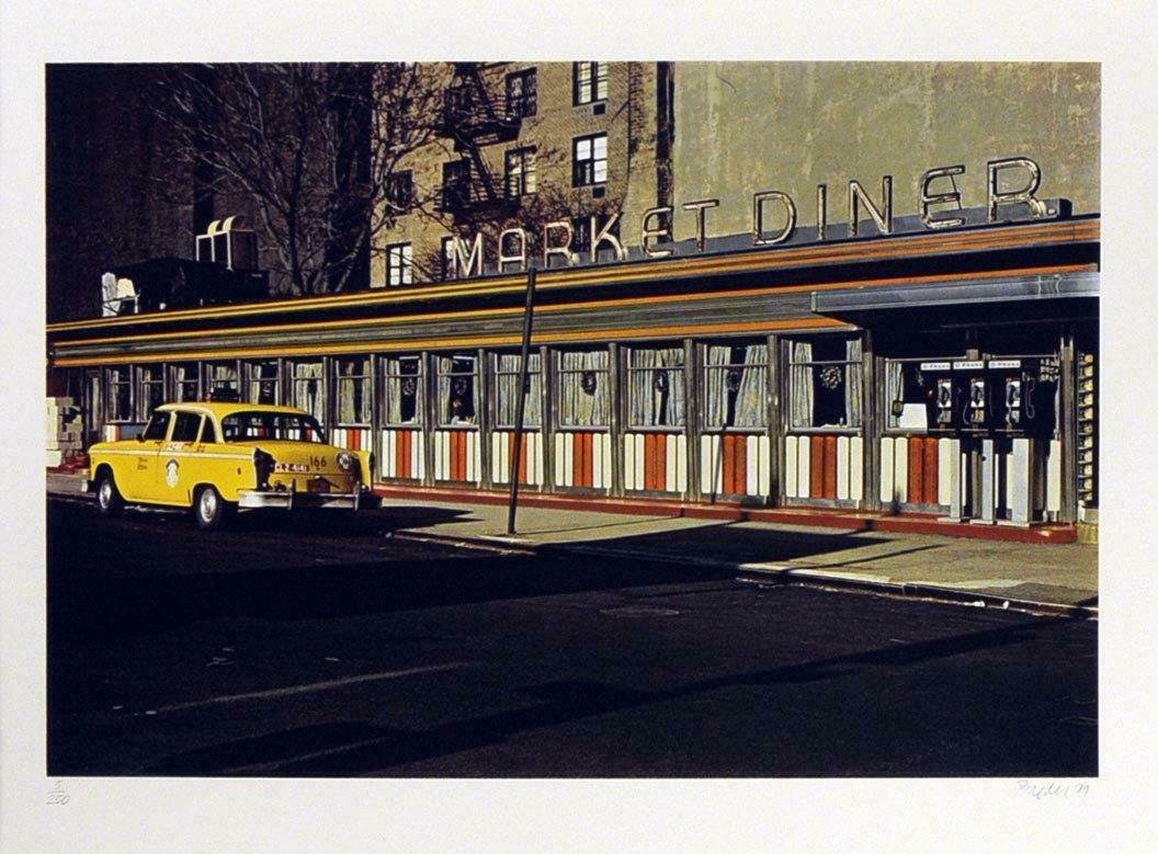 John Baeder, Market Diner from the City Scapes Portfoli: Artist: John Baeder, American (1938 - )Title: Market Diner from the City Scapes Portfolio Year: 1981 Medium: Serigraph on Somerset, signed and numbered in pencil Edition: 250, 30 AP'sSize: 22 in. x 30