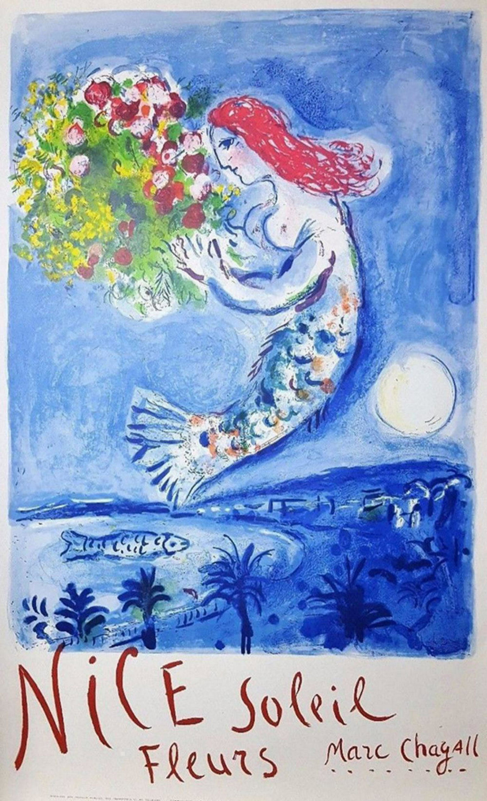 Marc Chagall (1887-1985), NICE SOLEIL FLEURS,: ARTIST- Marc Chagall ITEM-Nice Soliel Fleurs TYPE- Lithograph Year- 1962 Size- H/39 inch x W/ 24 inch