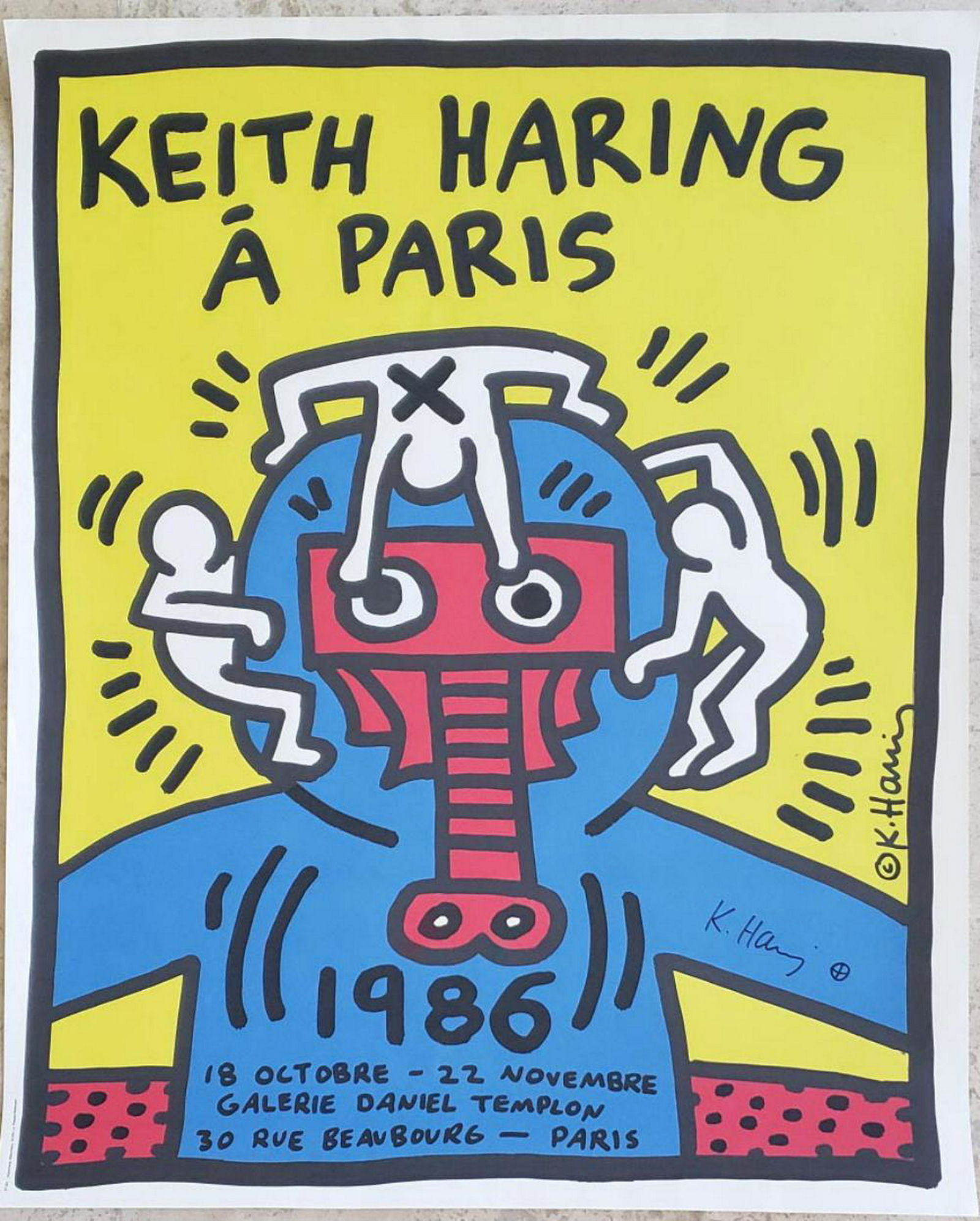 Keith Haring Hand Signed Paris offset lithograph: Keith Haring Paris offset lithograph Hand signed Paper size: 19.5/8 x 24.1/2 inImages size: 19.5/8 x 24.1/2 in very good/mint condition