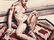 Philip Pearlstein, Girl on Orange and Black Mexican Rug
