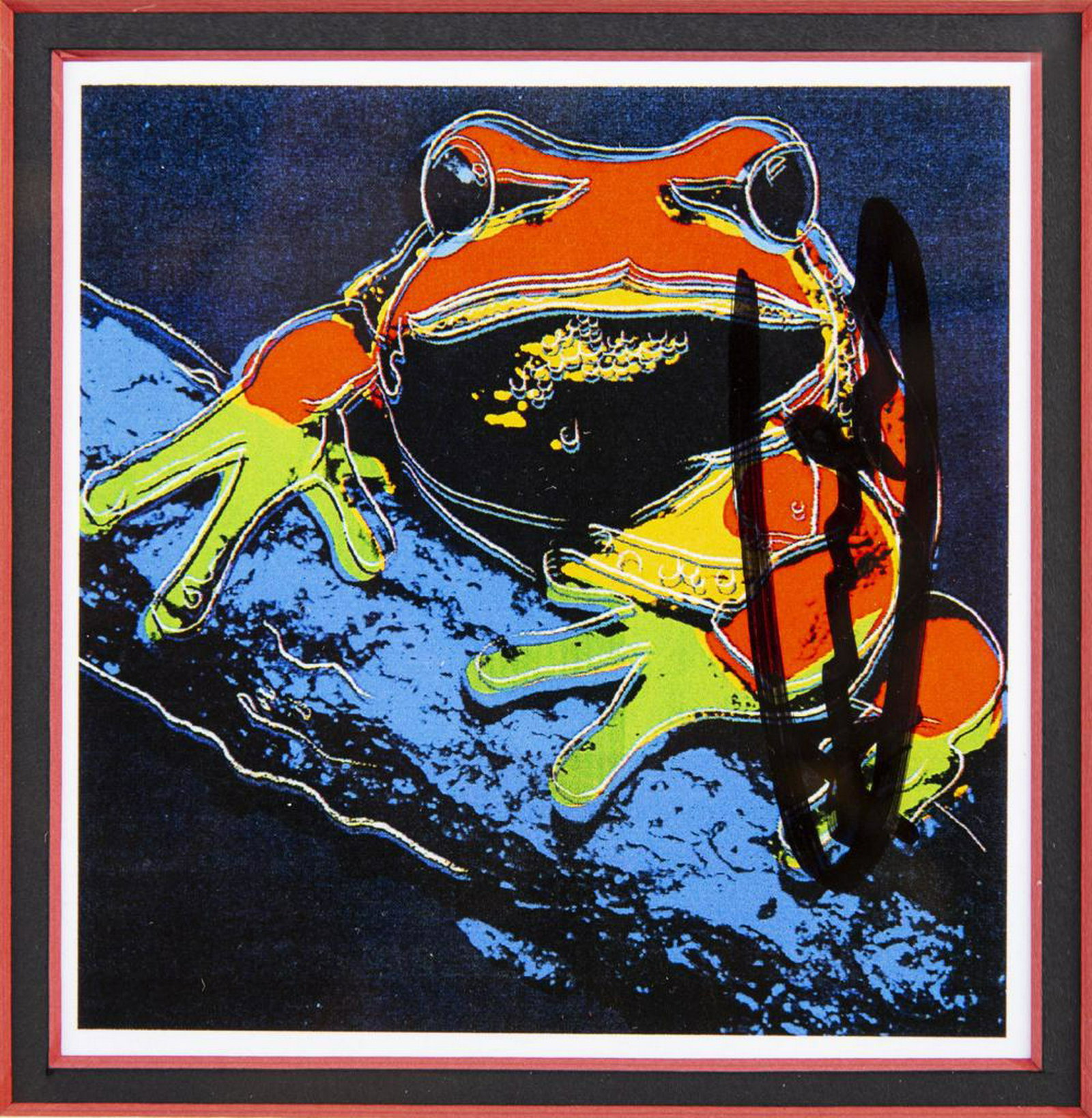 Andy Warhol Pine Barrens Tree Frog Hand Signed: Artist: Andy Warhol Title: Pine Barrens Tree Frog Endangered Specie Announcement Signed Invitation Medium: Lithograph Hand Signed by Warhol Size: 6" x 4.25" Framed: 14 3/4" x 14 1/4" Signed: Hand Sign