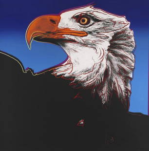 Andy Warhol, BALD EAGLE 1983 from Endangered Species: Andy Warhol (American, 1928-1987) Bald Eagle, from 'Endangered Species'. Color serigraph dated to 1983,Silkscreen in colours, printer's proof, on Lenox museum board, 1983, Size: 96,5 x 96,5 cm.