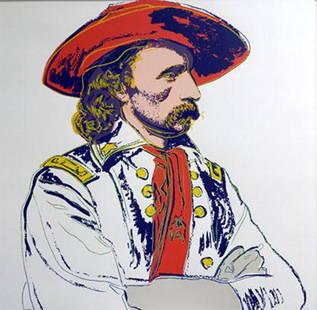 Andy Warhol: General Custer 1986 silkscreen: General Custer(F./S. II. 379), 1986, screenprint in colors on Lenox Museum Board, ', with inkstamp on verso and blindstamp paper size 36 x 36 inch Images size 36 x 36 inch.Size: 91,5 x 91,5 cm,