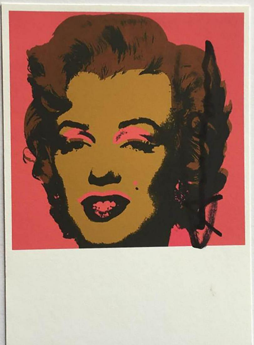Andy Warhol, Marilyn Monroe 1967 hand signed invitation: Andy Warhol, Marilyn Monroe 1967 invitation card Hand signed offset lithograph printed in colors, from the edition of an unknown size Paper Size: 4.1/8 x 5.7/8 inch, (10.5 x 15 cm) Images Size: 4.1/8