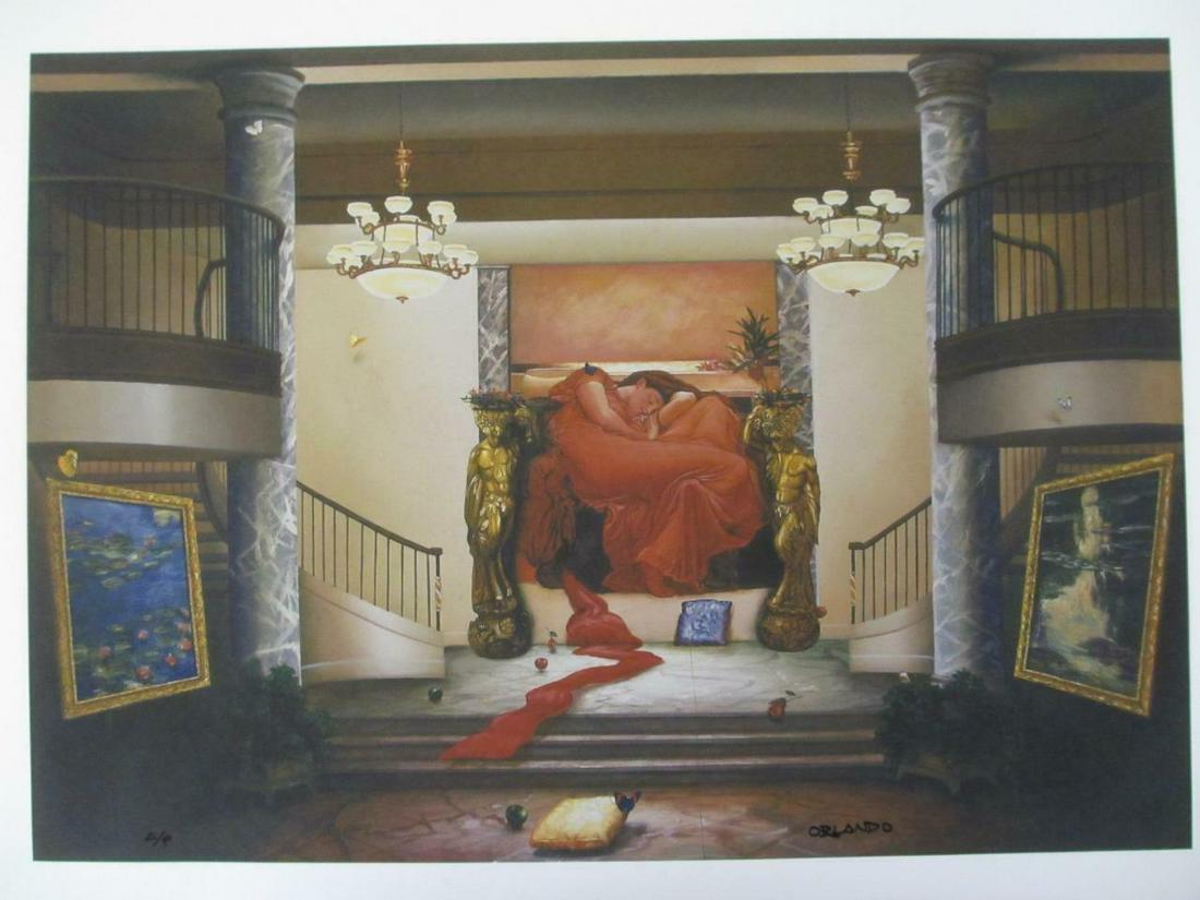 Rafael Orlando Quevedo "Romantic Dream" Signed/No.: Artist: Rafael Orlando Quevedo Title: Romantic Dream Medium: Lithograph on Paper Size: 12'' x 17'' Edition: AP Hand Signed: Hand Signed Condition: Excellent Condition