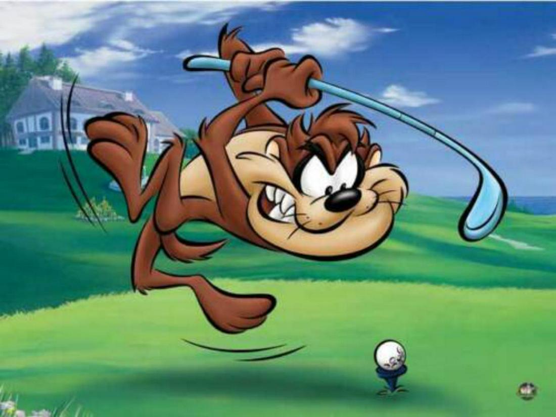 Warner Bros. "Taz Tee-Off" limited edition giclee on: Limited Edition Giclee on Paper entitled "Taz Tee-Off" by WARNER BROTHERS. The piece includes a hologram seal. The number shown on the hologram seal will not be the number that is shipped. For securit