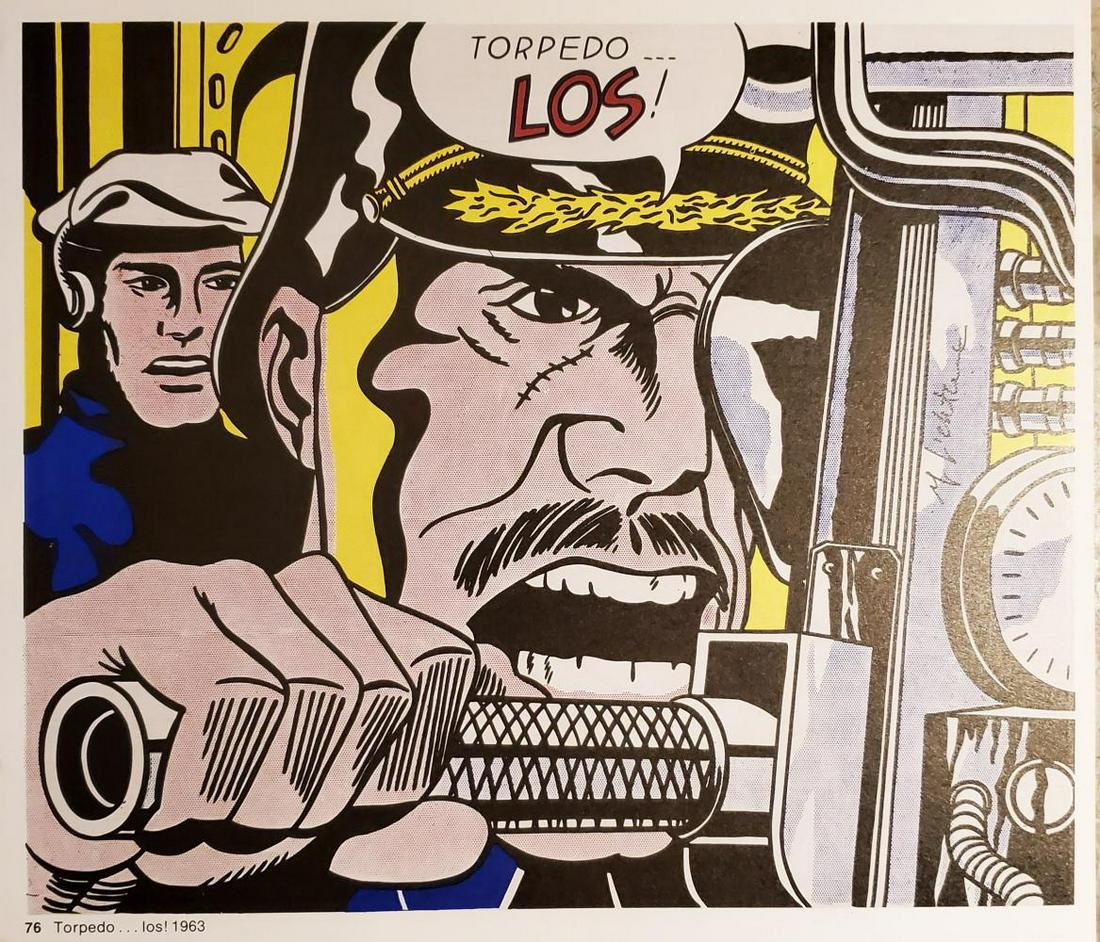 ROY LICHTENSTEIN, Torpedo... los 1963, Hand signed lith: ROY LICHTENSTEIN, Torpedo... los 1963, Book page off lithograph hand signed Image size: 11 x 11 inch