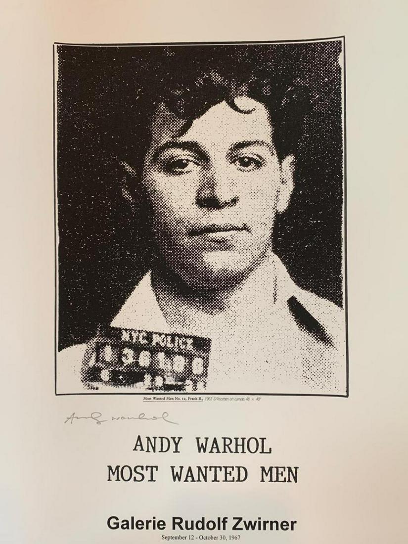 Andy Warhol, Most wanted men #12, Frank B, 1964: Artist: Andy Warhol Title: Thirteen Most Wanted Men No. 12, Frank B. , 1964 Signed: Hand signed Medium: Offset Lithograph Size: 18" x 12" Pop provocateur Andy Warhol was never a stranger to controvers