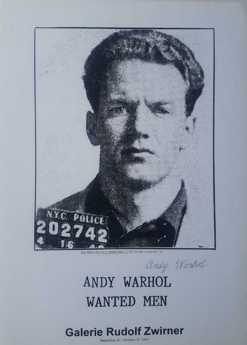 Andy Warhol, Most wanted men #6, Thomas Francis C, 1964: Artist: Andy Warhol Title: Thirteen Most Wanted Men No. 6, Thomas Francis C. , 1964 Signed: Hand signed Medium: Offset Lithograph Size: 18" x 12" Pop provocateur Andy Warhol was never a stranger to co