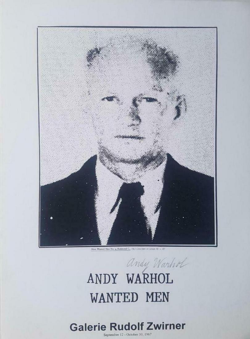Andy Warhol, Most wanted men #4 Redmond C, 1964: Artist: Andy Warhol Title: Thirteen Most Wanted Men N. 4 Redmond C, 1964 Signed: Hand signed Medium: Offset Lithograph Size: 18" x 12" Pop provocateur Andy Warhol was never a stranger to controversy. 