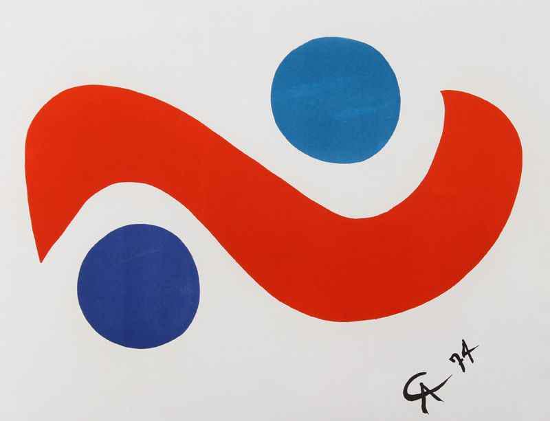 Alexander Calder Skybird, Braniff Airlines 1974 LE P/S: Alexander Calder-Skybird '74 Braniff Airlines Limited Edition (not numbered), with Official Braniff Seal Medium: Plate Signed Lithograph