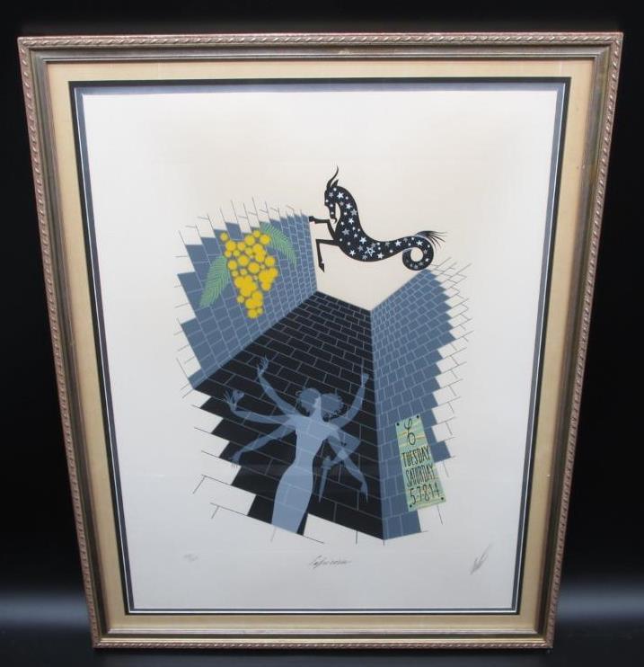 ERTE CAPRICORN Serigraph LE: ERTE-CAPRICORN, Custom Framed Medium: Hand Signed Limited Edition Serigraph Note: Dimensions provided include frame