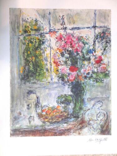 Marc Chagall Still Life with Flowers Lithograph: Marc Chagall-Still Life with Flowers Medium: Facsimile Signed Lithograph