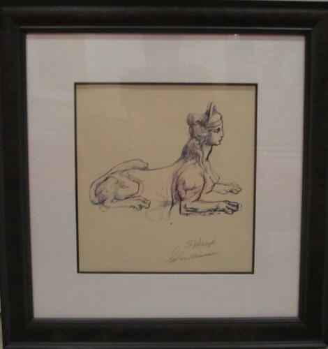 Leroy Neiman - PORTRAIT STUDY OF SPHINX (Frmd): Leroy Neiman - PORTRAIT STUDY OF SPHINX CUSTOM FRAMED ORIGINAL Medium: Original One-of-a-Kind Pen and Ink Drawing Frame/matting/plexiglass included free of charge (Unframed Dimensions: 13x12in)