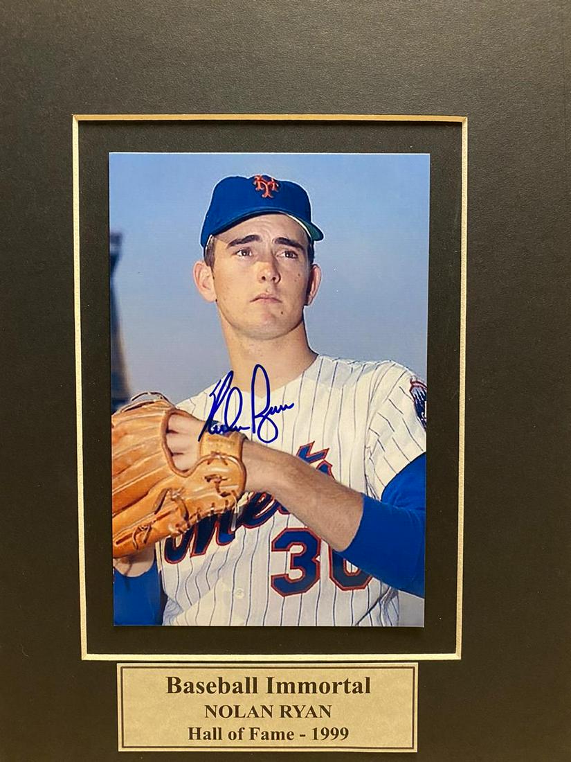 Autographed Baseball Immortal Nolan Ryan (Matted) Photo (1 of 1)