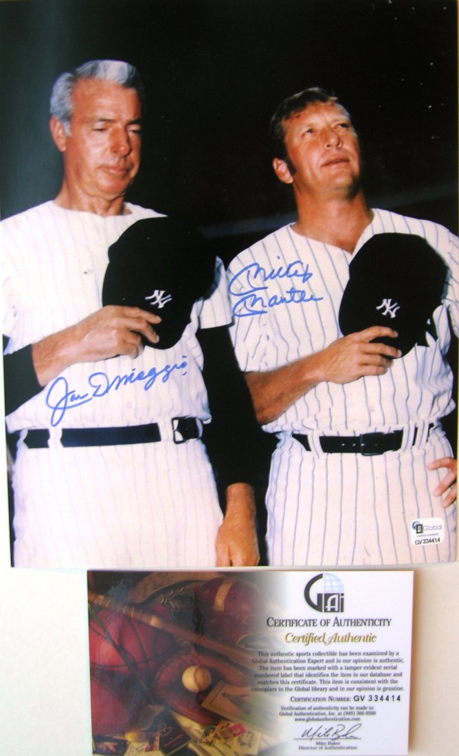 Joe Dimaggio Mickey Mantle 8x10 Autographed Photo w/COA (1 of 3)