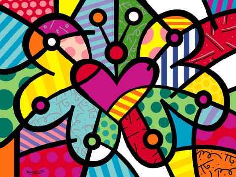 Romero Britto Heart Butterfly Lithograph (1 of 1)