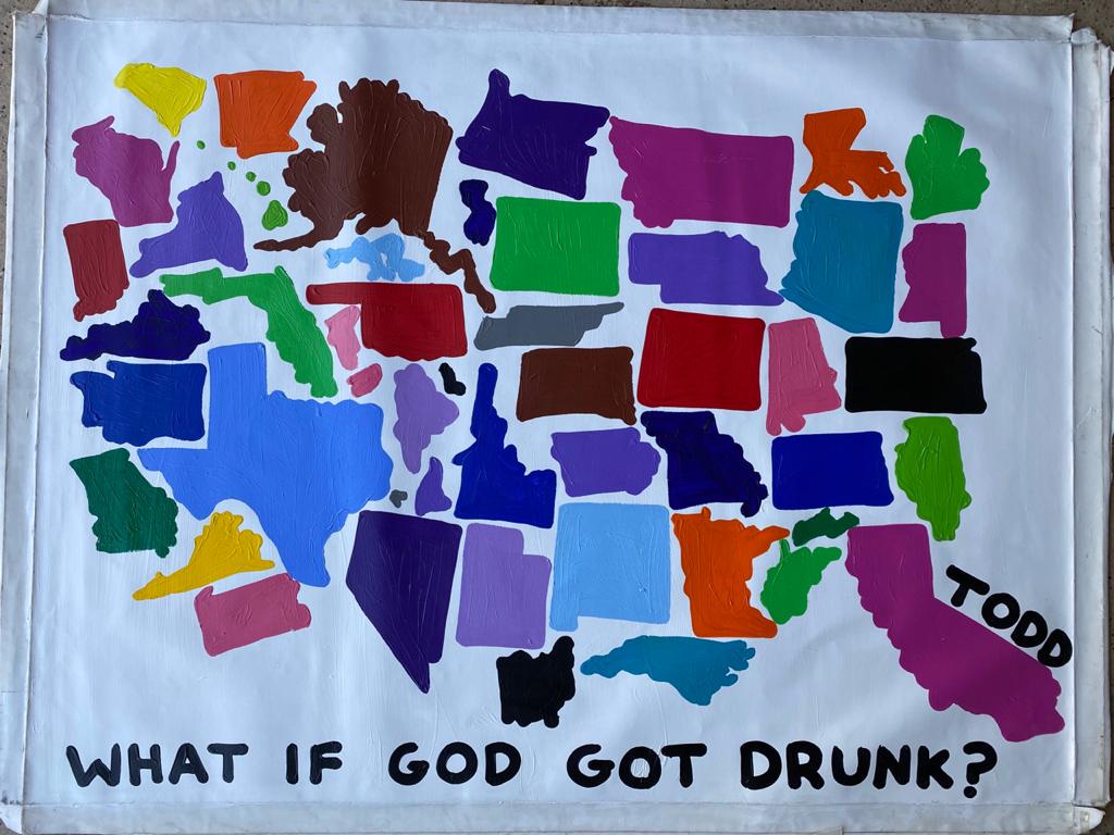 Todd Goldman God Got Drunk Original Canvas Acrylic (1 of 1)