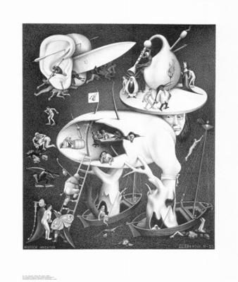 M.C. Escher Hell FRAMED Offset Lithograph on Paper (1 of 1)