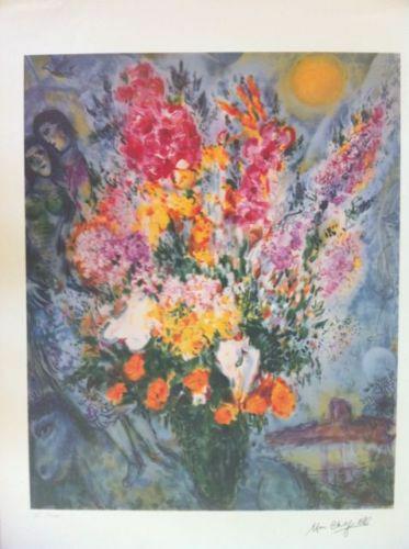 Marc Chagall Blue Bouquet Facsimile Signed Limited Ed (1 of 1)