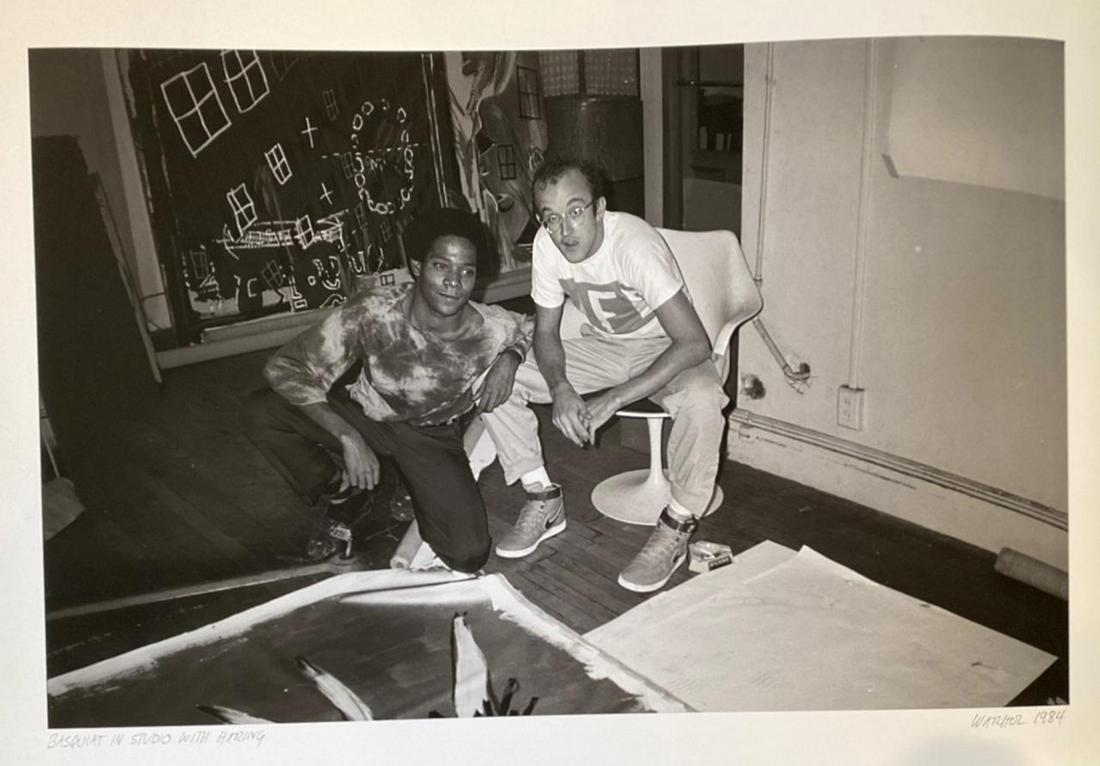 Andy Warhol Basquiat in Studio with Haring 1984 Giclee: Andy Warhol Basquiat in Studio with Haring 1984 Giclee on Paper 13.5x19