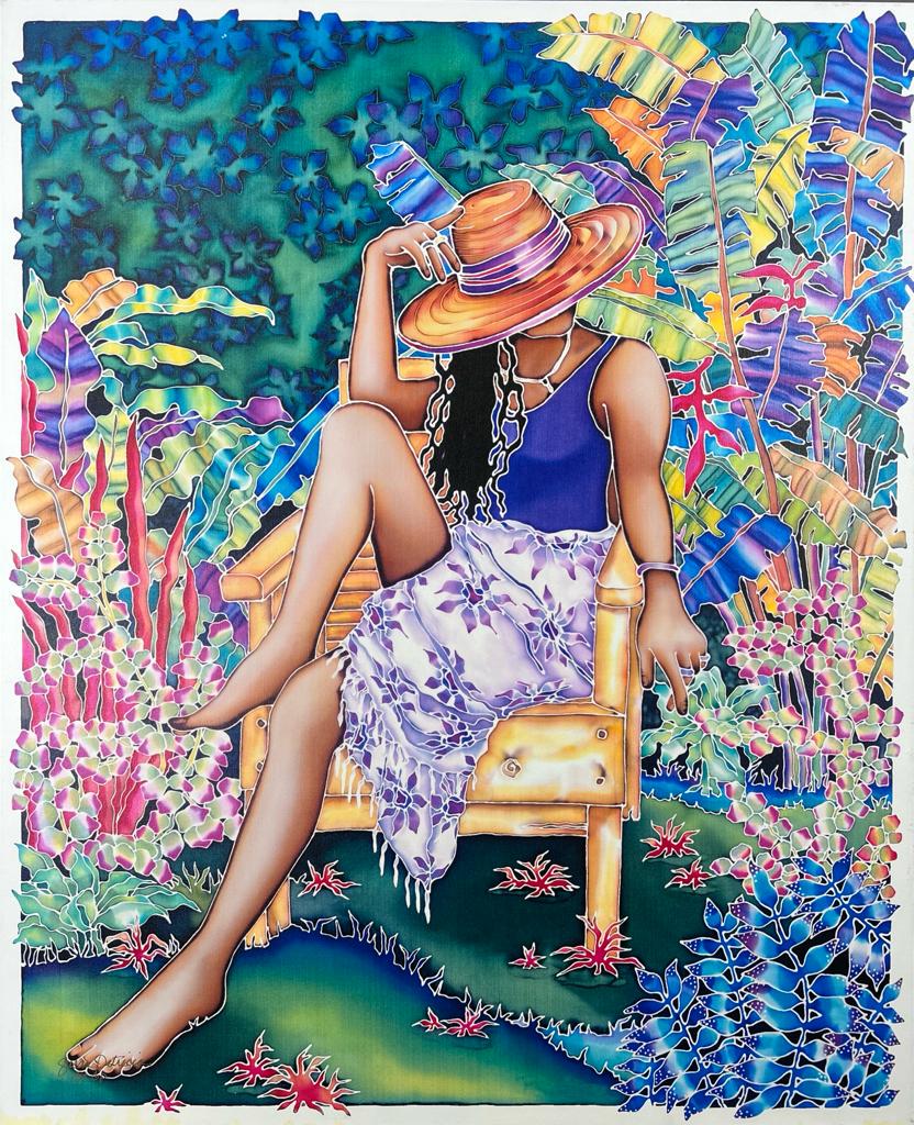 Susan Patricia Daydream Away Hand Signed Giclee on Canvas Limited Edition Tropical Beach Female (1 of 2)