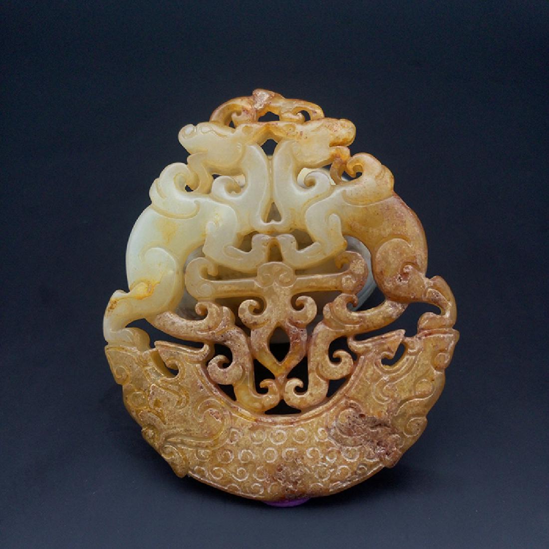 Chinese Antique Xiuyan Jade Dragon Pendant (1 of 7)