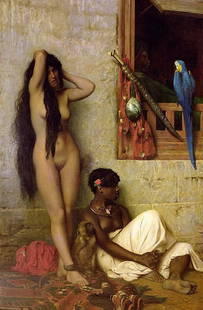 The Slave For Sale Oil Painting: The Slave For Sale Oil Painting on Canvas by Jean Leon Gerome. Unframed, Size: 24" x 36"