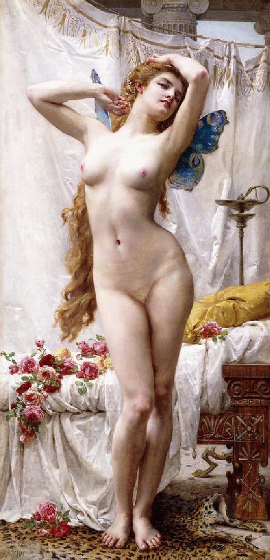 The Awakening Of Psyche Oil Painting on Canvas: The Awakening Of Psyche Oil Painting on Canvas by Guillaume Seignac. Unframed, Estimated Size: 24" x 36"