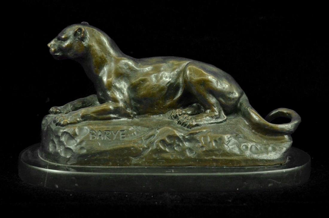 Sculpture Statue SIGNED BARYE JAGUAR PANTHER COUGAR (1 of 5)