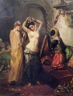 The Toilet In The Seraglio Oil Painting on Canvas: The Toilet In The Seraglio Oil Painting on Canvas by Theodore Chasseriau. Unframed, Estimated Size: 24" x 36"