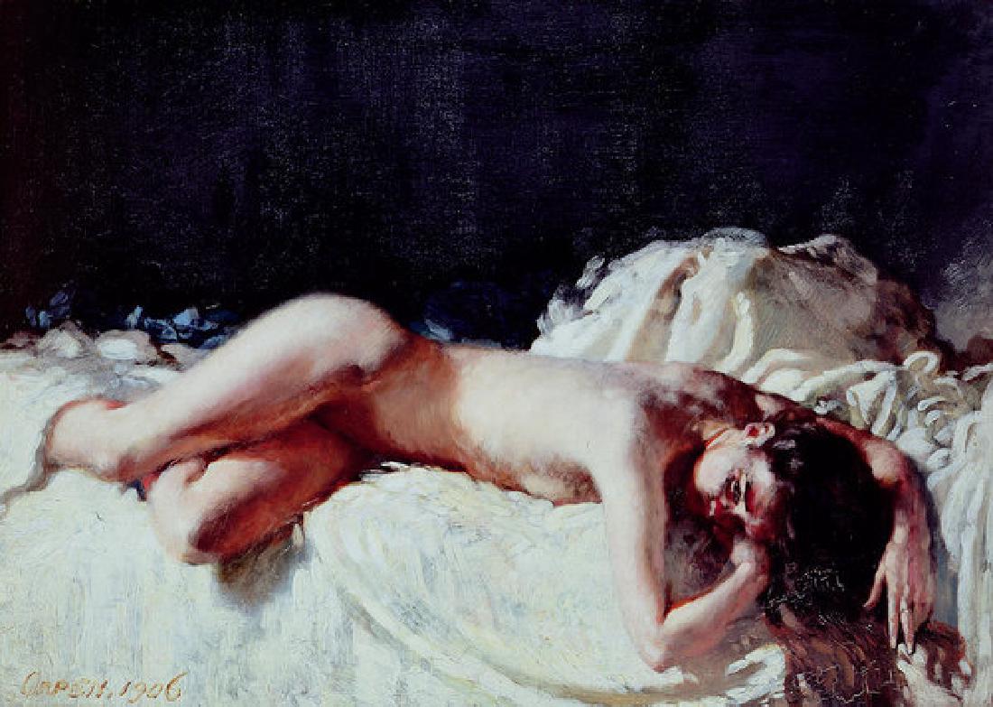Nude Study Oil Painting on Canvas: Nude Study Oil Painting on Canvas by Sir William Orpen. Unframed, Estimated Size: 24" x 36"