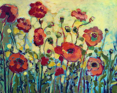 Anitas Poppies Oil Painting: Anitas Poppies Oil Painting by Jennifer Lommers. Unframed. Estimated Size: 24''*36''