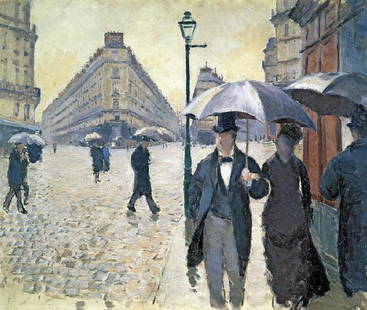 Paris A Rainy Day Oil Painting: Paris A Rainy Day Oil Painting by Gustave Caillebotte. Unframed. Estimated Size: 24''*36''