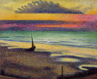 The Beach At Heist Oil Painting: The Beach At Heist Oil Painting by Georges Lemmen. Unframed. Estimated Size: 24''*36''