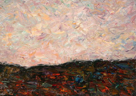 Land And Sky Oil Painting: Land And Sky Oil Painting by James W Johnson. Unframed. Estimated Size: 24''*36''