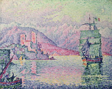 Antibes Oil Painting: Antibes Oil Painting by Paul Signac. Unframed. Estimated Size: 24''*36''