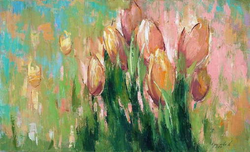 Spring In Unison Oil Painting: Spring In Unison Oil Painting by Anastasija Kraineva. Unframed. Estimated Size: 24''*36''