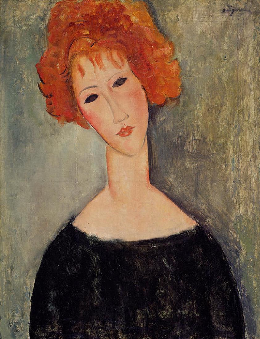 Red Head Oil Painting: Red Head Oil Painting by Amedeo Modigliani. Oil Unframed. Estimated Size: 24''*36''