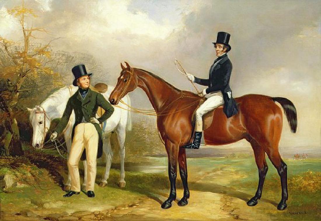 Two Gentlemen Out Hunting Oil Painting (1 of 1)