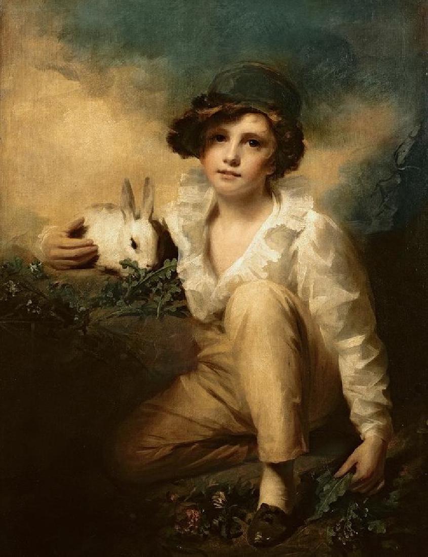 Boy And Rabbit Oil Painting (1 of 1)