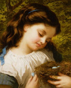 The Birds Nest Oil Painting: The Birds Nest Oil Painting by Sophie Anderson. Unframed. Estimated Size: 24''*36''
