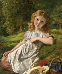 Summer Flowers Oil Painting: Summer Flowers Oil Painting by Sophie Anderson. Unframed. Estimated Size: 24''*36''