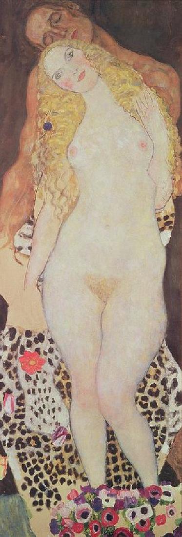 Adam And Eve, 1917-18 Oil Painting: Adam And Eve, 1917-18 Oil Painting by Gustav Klimt. Unframed, Estimated Size: 24 x 36"